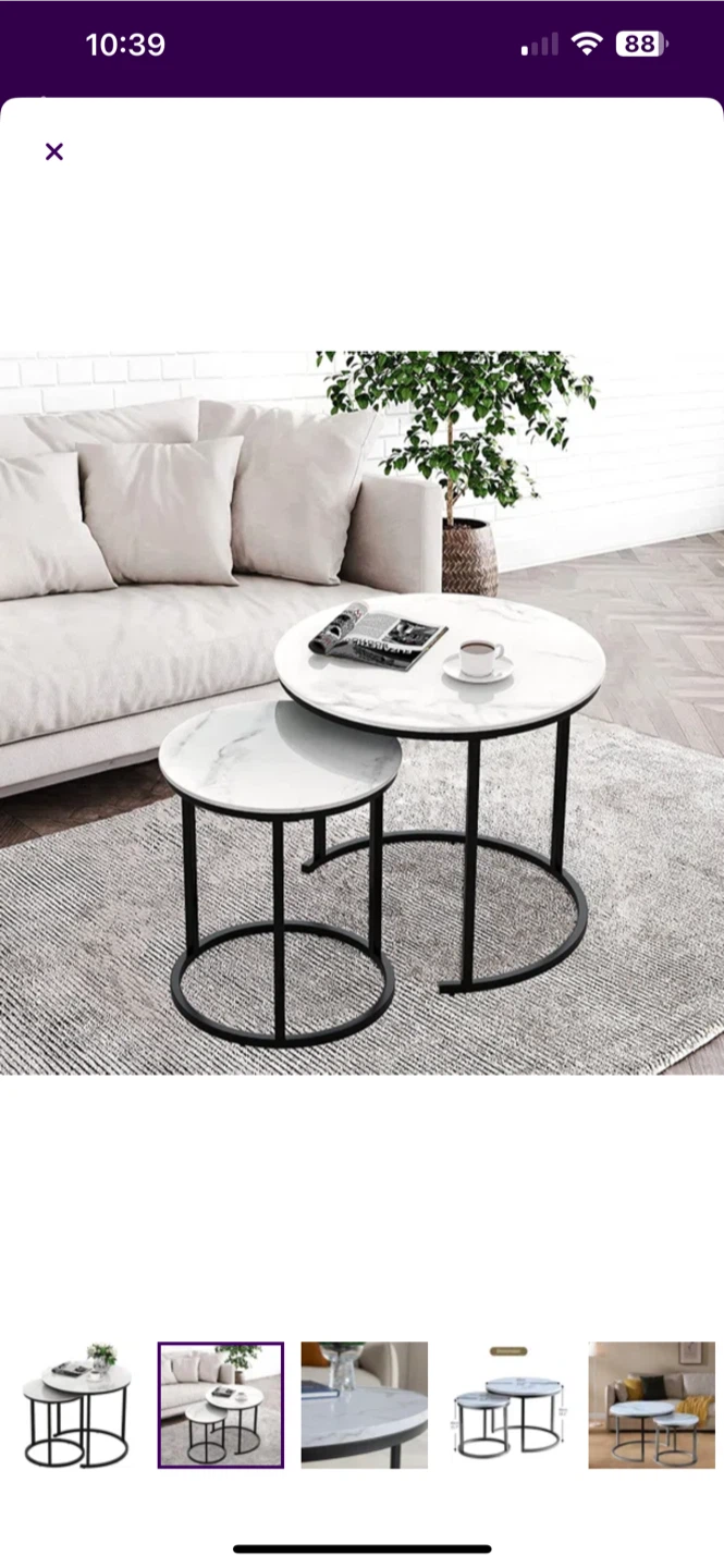Nesting Coffee Tables - Round Marble Top
