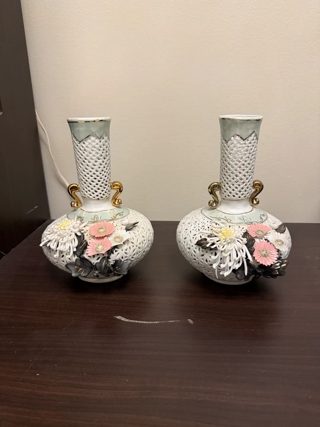 Pair of Decorative Flower Vases thumbnail