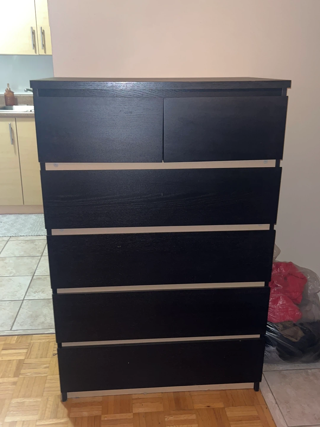 Black-Brown 6-Drawer Dresser