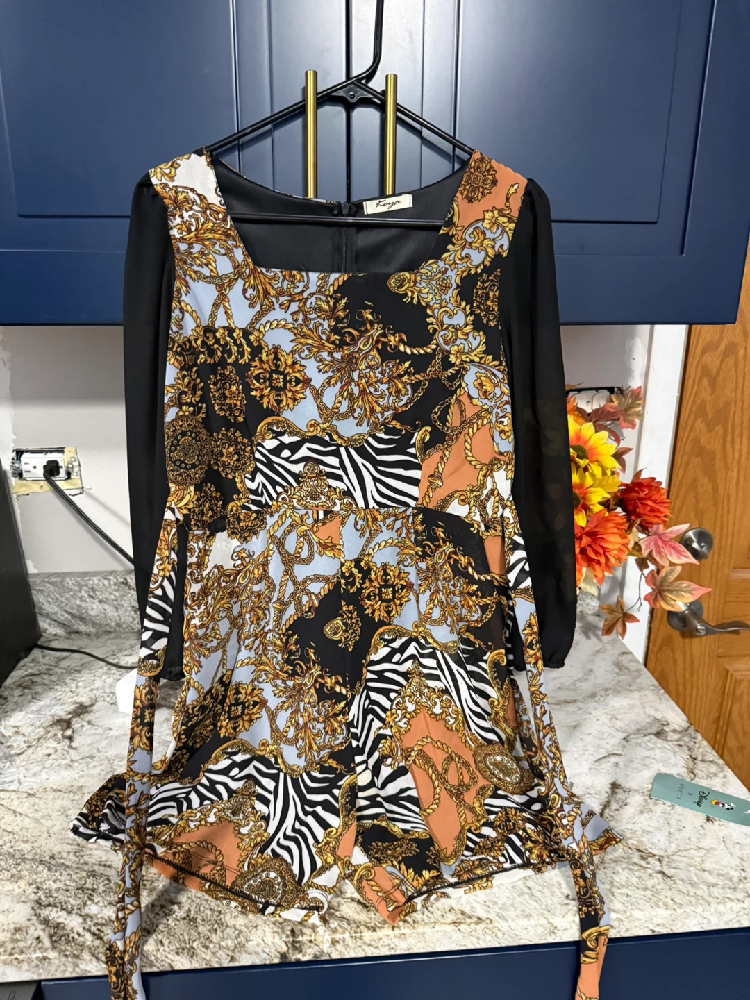 Fashion Dress with Chain and Zebra Print
