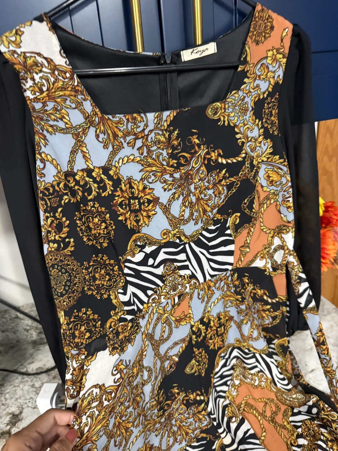Fashion Dress with Chain and Zebra Print - photo 4