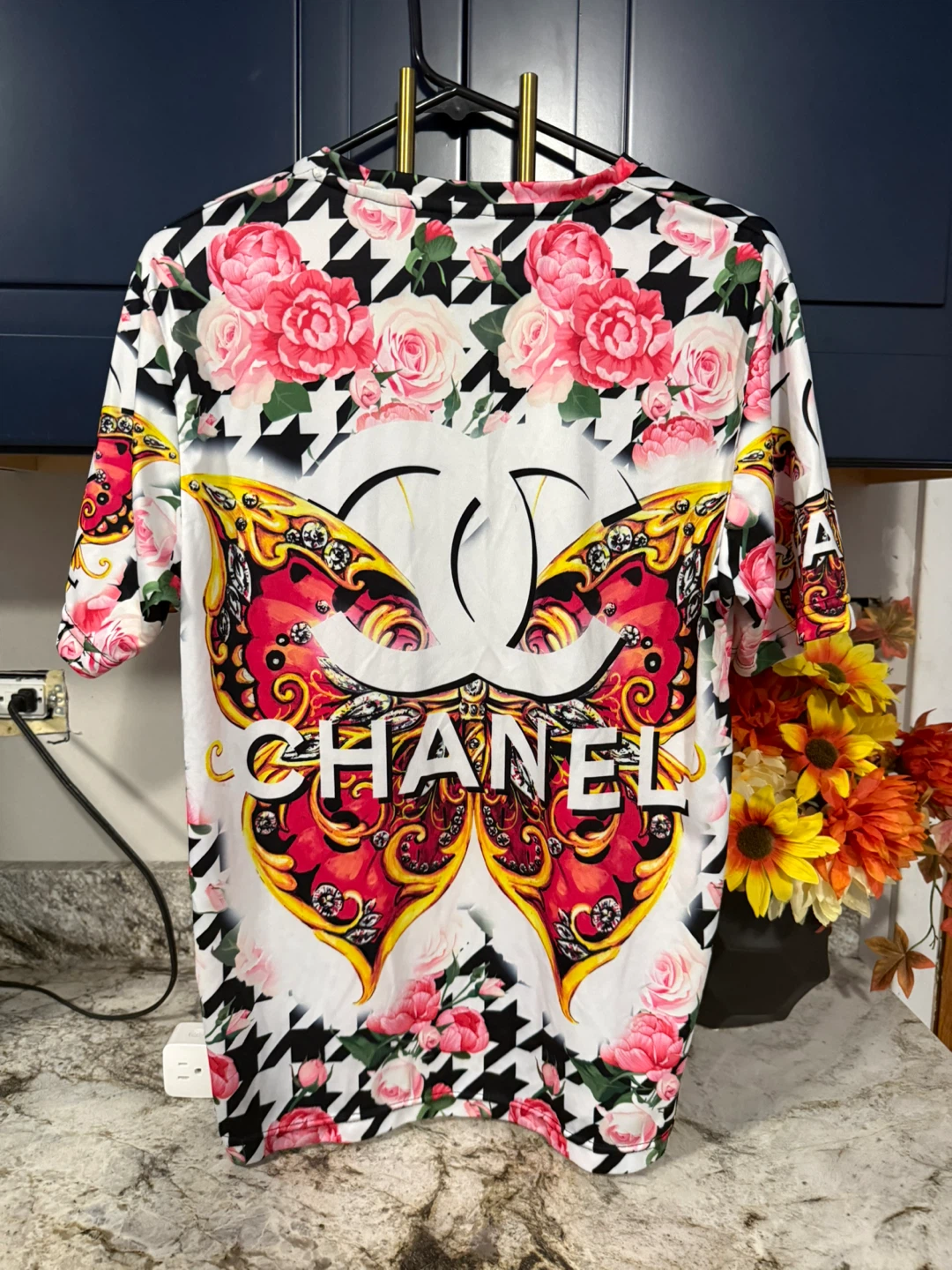 Chanel Butterfly Floral Print T-Shirt Size M - photo 2