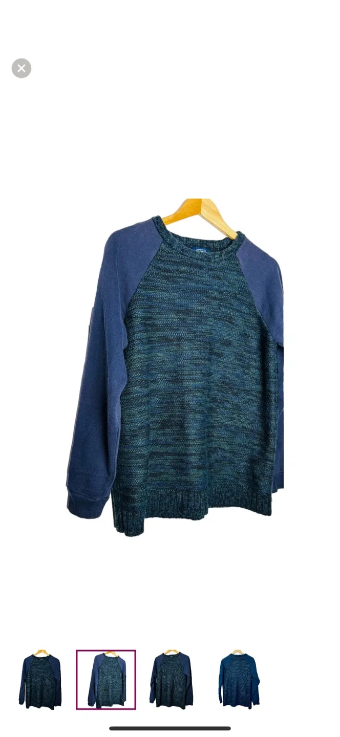 Men's Pull & Bear Knitted Navy and Green Sweater image indicator(2)