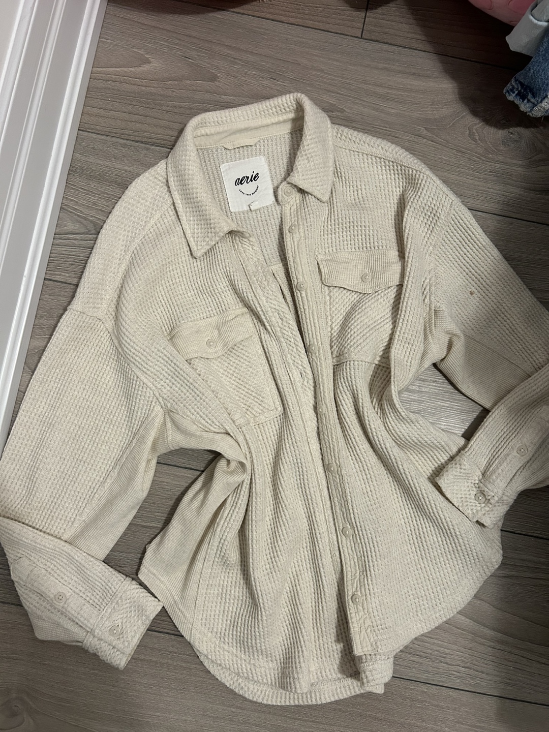 Aerie Waffle Knit Button-Up Shirt