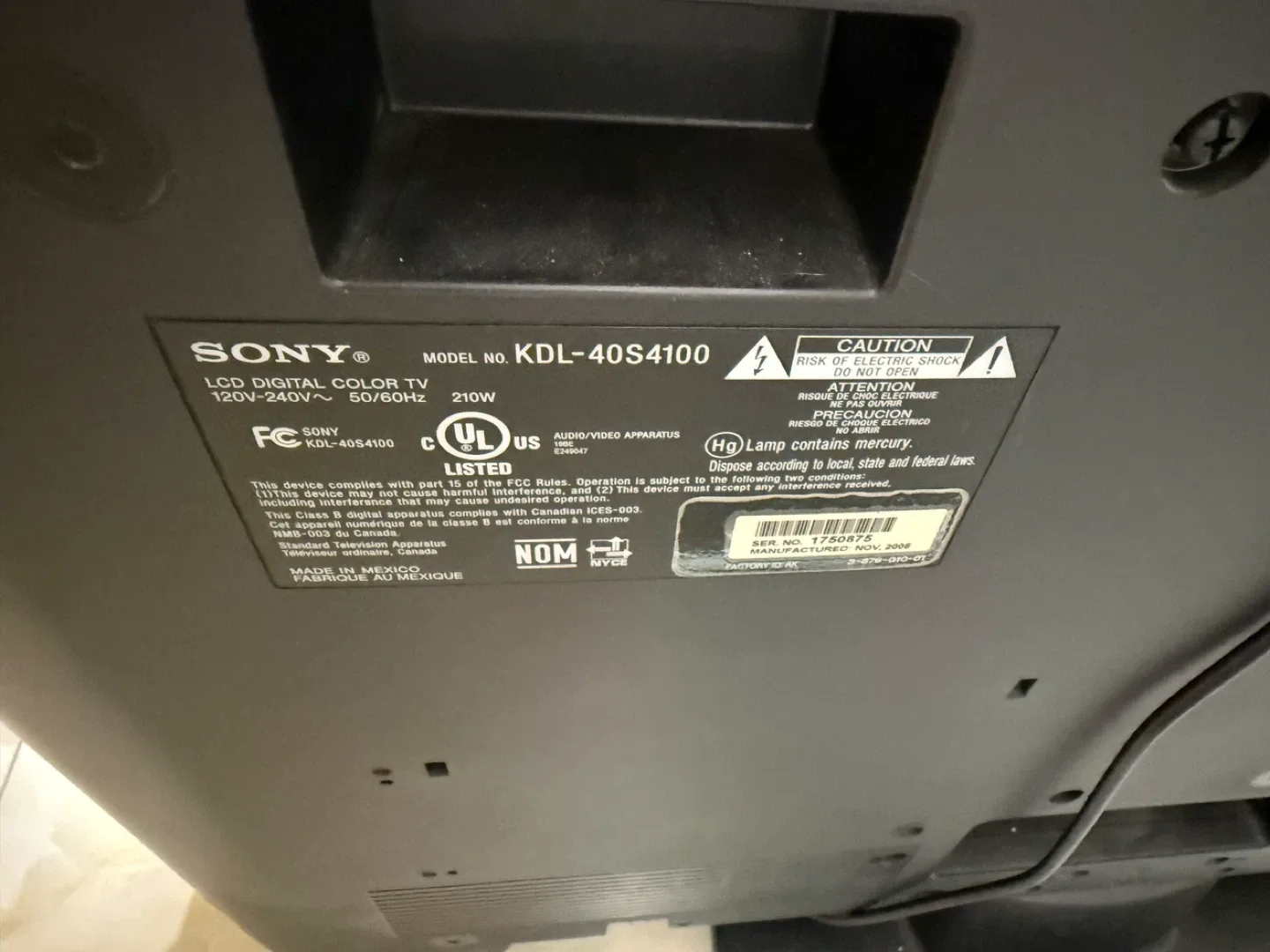 Sony Bravia KDL-40S4100 40" LCD TV image indicator(3)