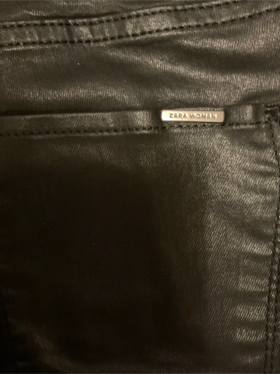 Zara Woman Black Coated Jeans image indicator(3)