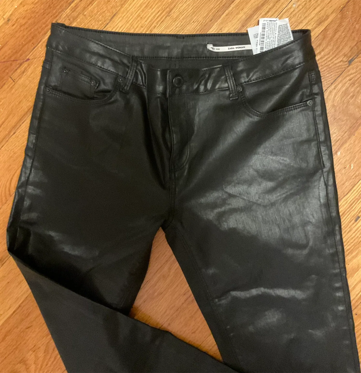 Zara Woman Black Coated Jeans image indicator(2)