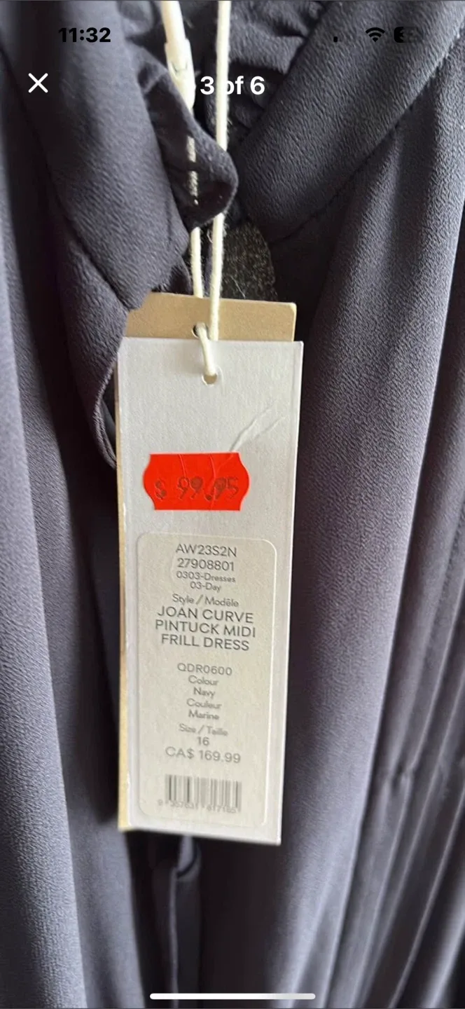 Joan Curve Pintucked Midi Frill Dress - Size 16 image indicator(5)