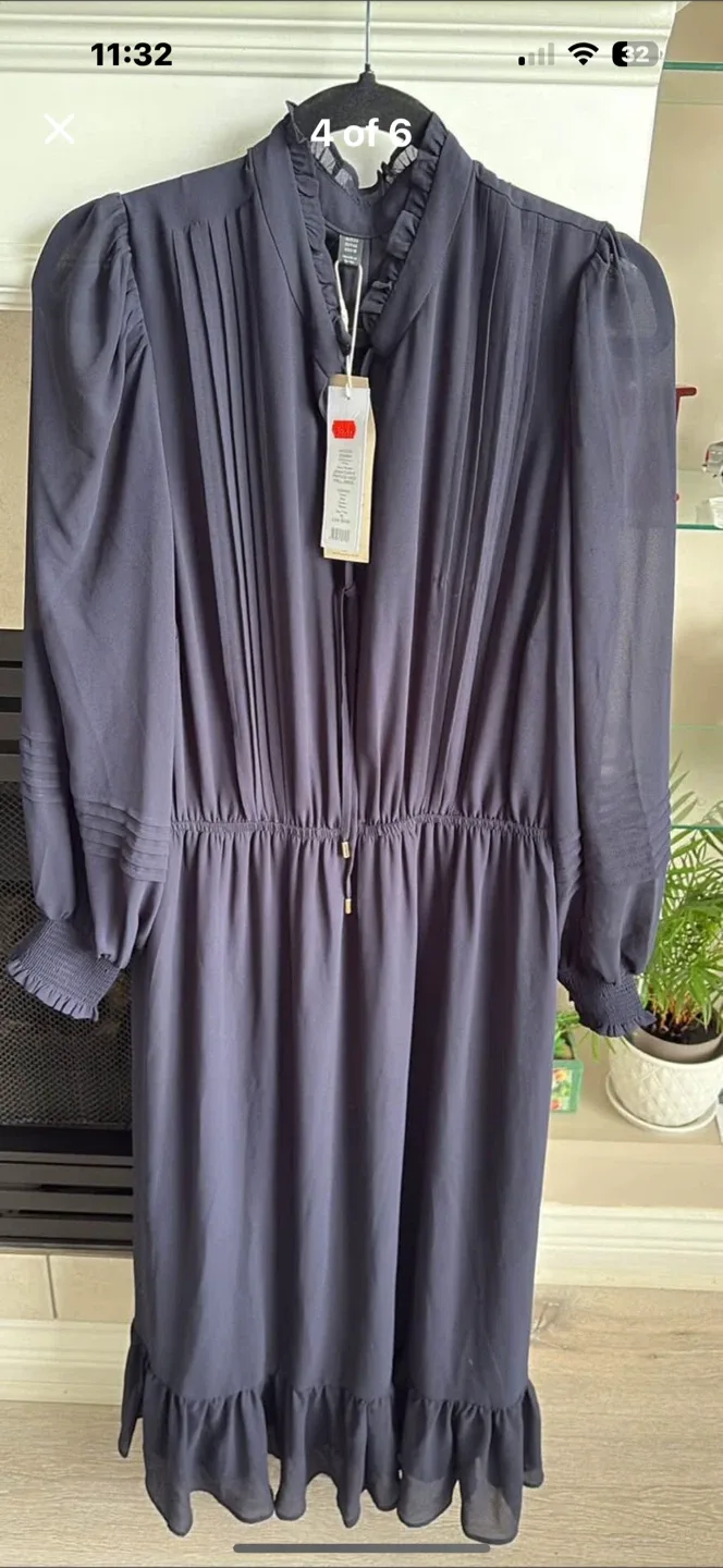 Joan Curve Pintucked Midi Frill Dress - Size 16 image indicator(4)