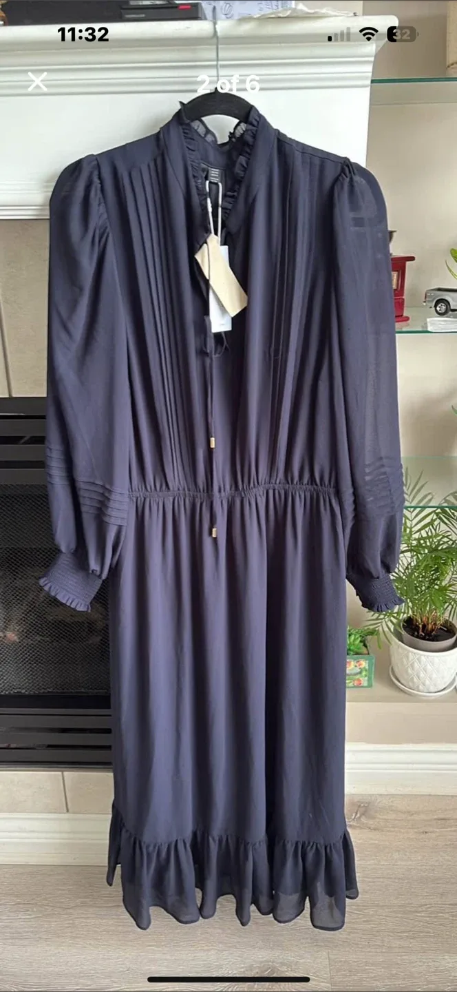 Joan Curve Pintucked Midi Frill Dress - Size 16 image indicator(2)