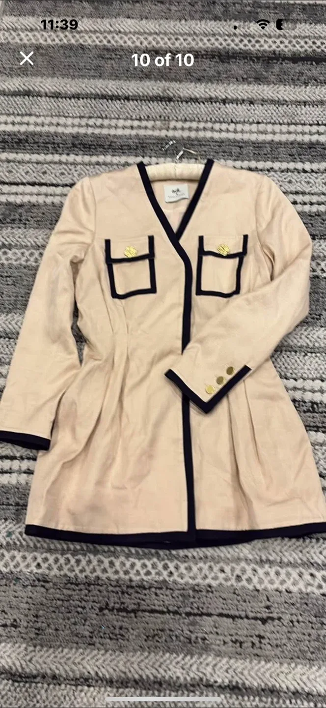 ADL Beige & Navy Trim Dress thumbnail