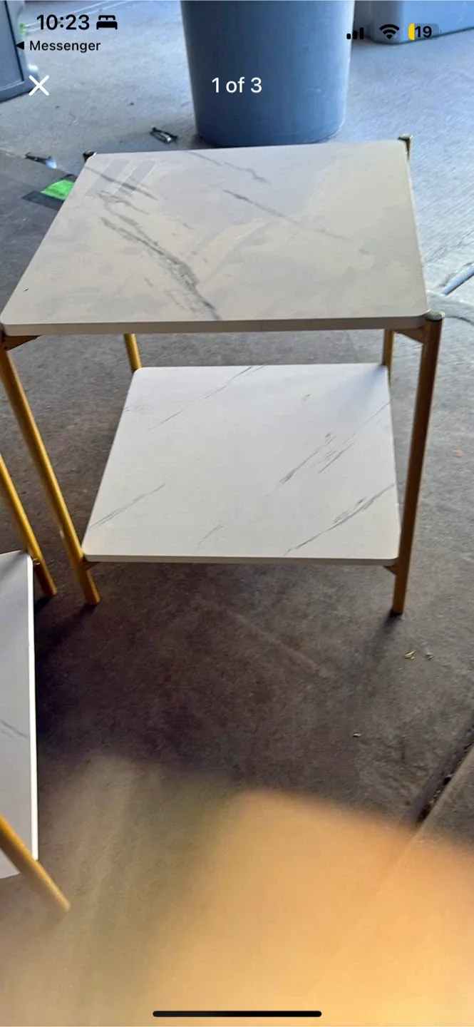 Marble Top Side Table with Gold Legs image indicator(2)