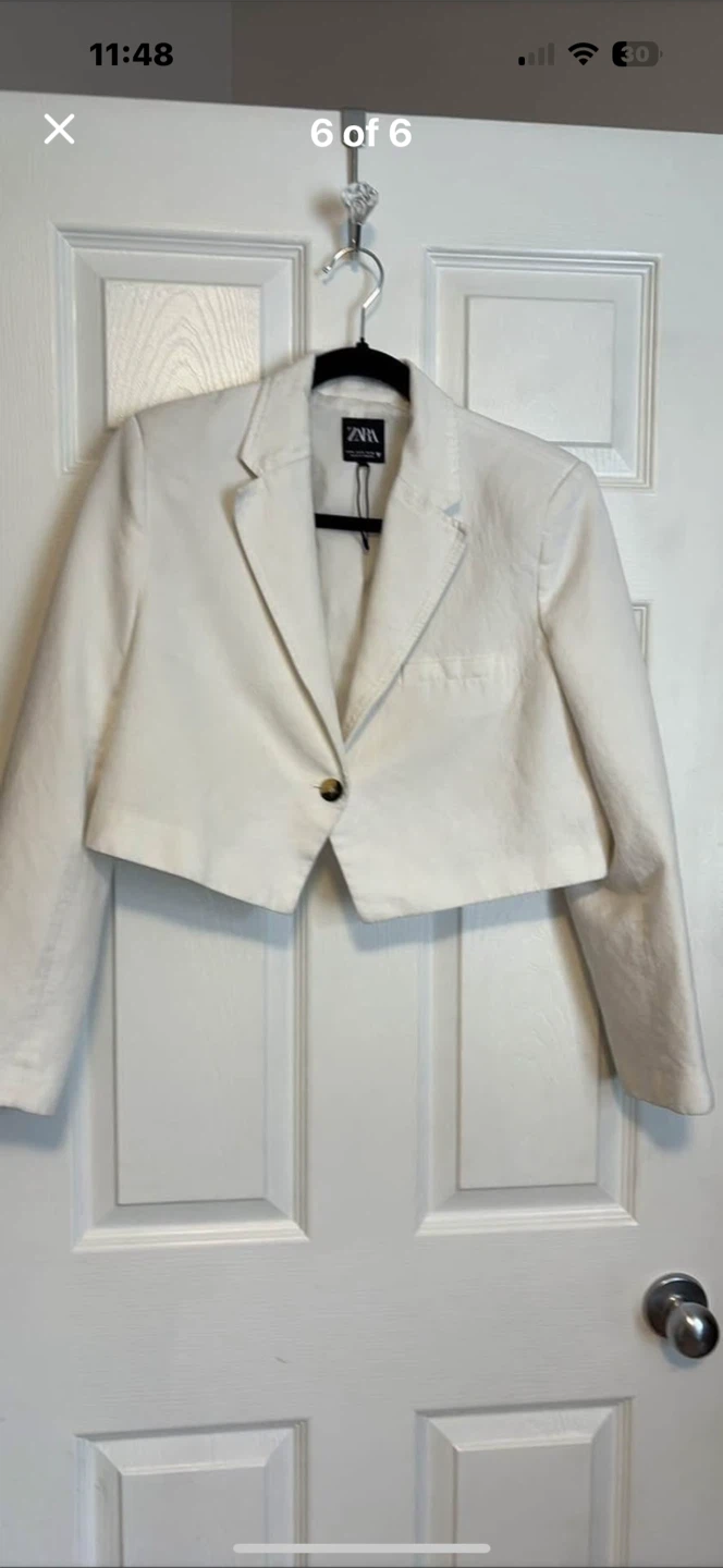 Zara White Cropped Blazer - Size M - photo 2