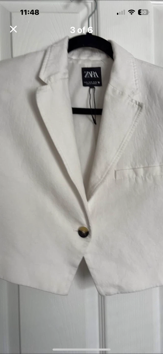 Zara White Cropped Blazer - Size M - photo 3