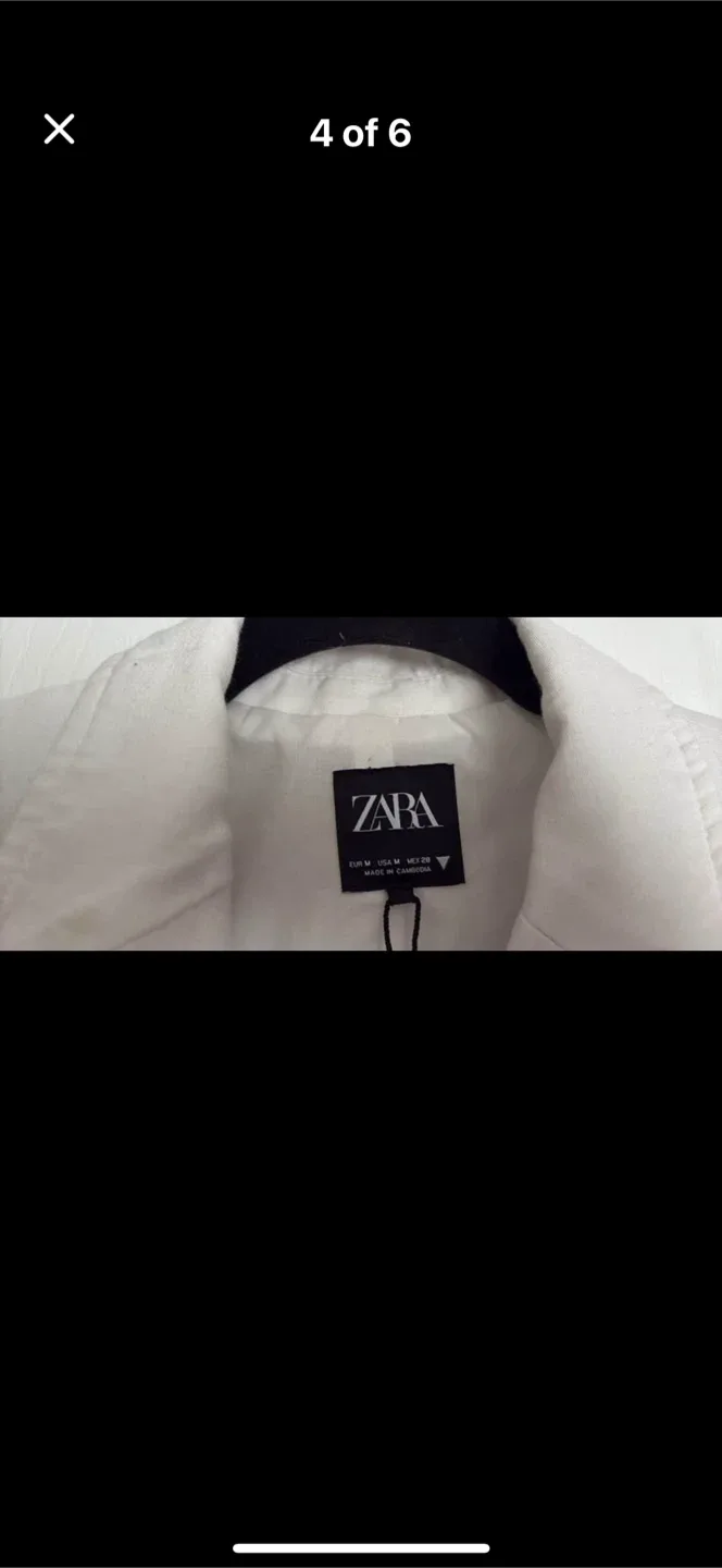 Zara White Cropped Blazer - Size M image indicator(5)
