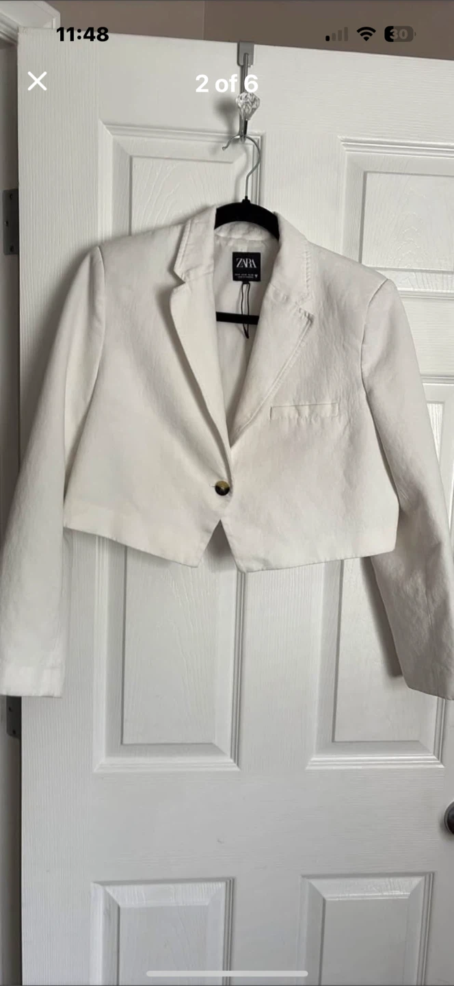 Zara White Cropped Blazer - Size M - photo 4