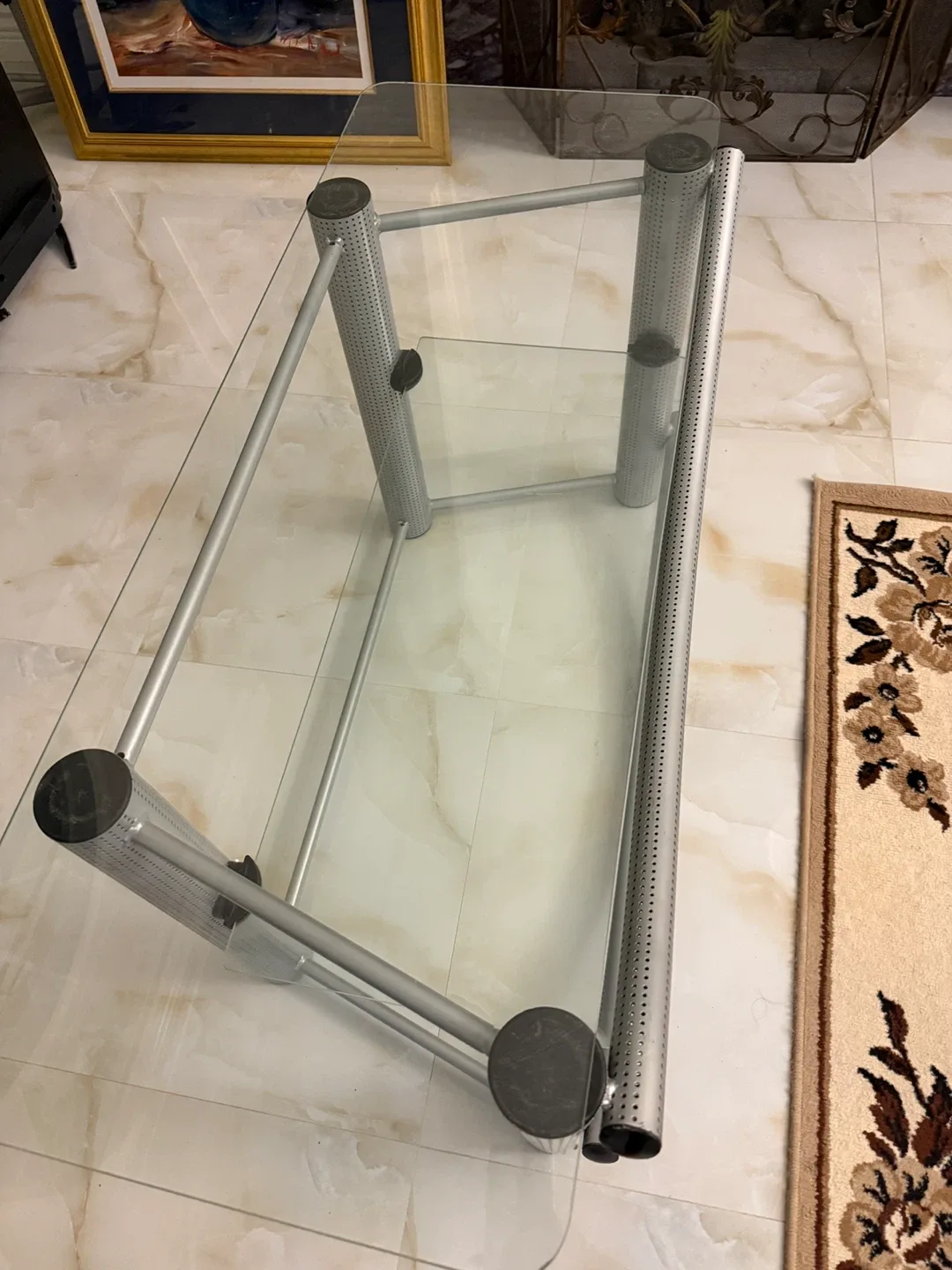 Glass and Silver Metal Coffee Table image indicator(2)