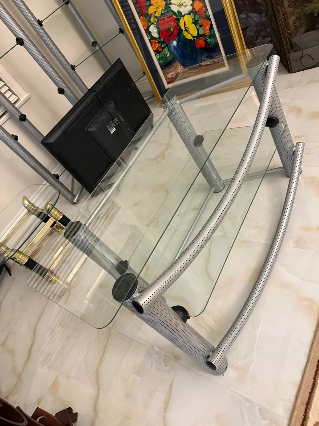 Glass and Silver Metal Coffee Table image indicator(3)