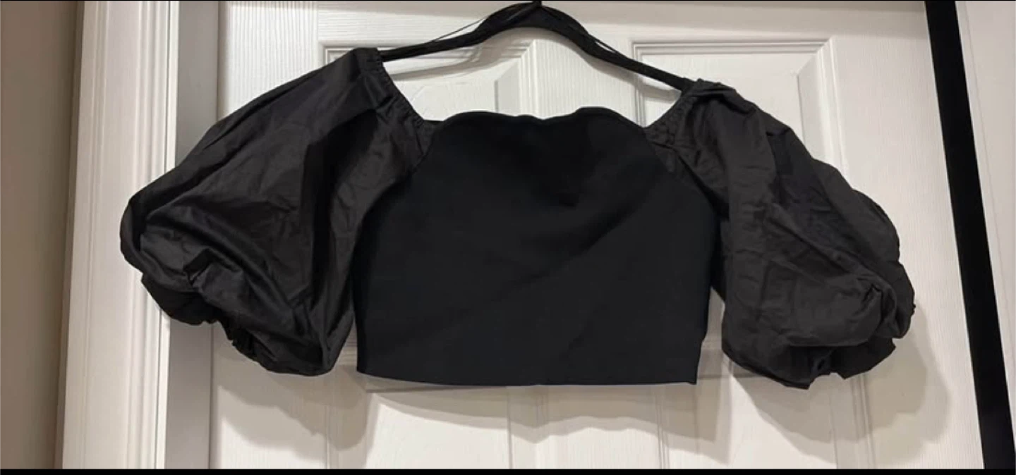 Zara Black Puff Sleeve Top - Size L