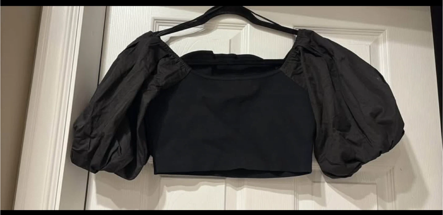 Zara Black Puff Sleeve Top - Size L - photo 2