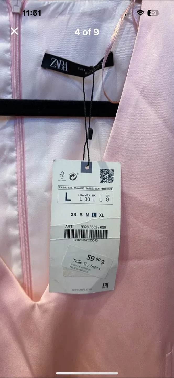 Brand New Zara Pink Dress Size L image indicator(4)