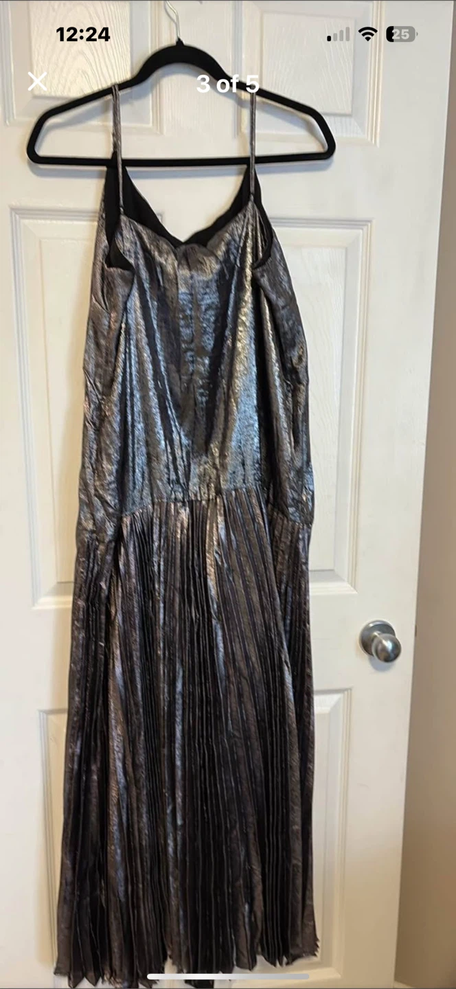 Tibi Metallic Pleated Dress - photo 2