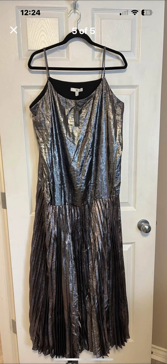 Tibi Metallic Pleated Dress - photo 3