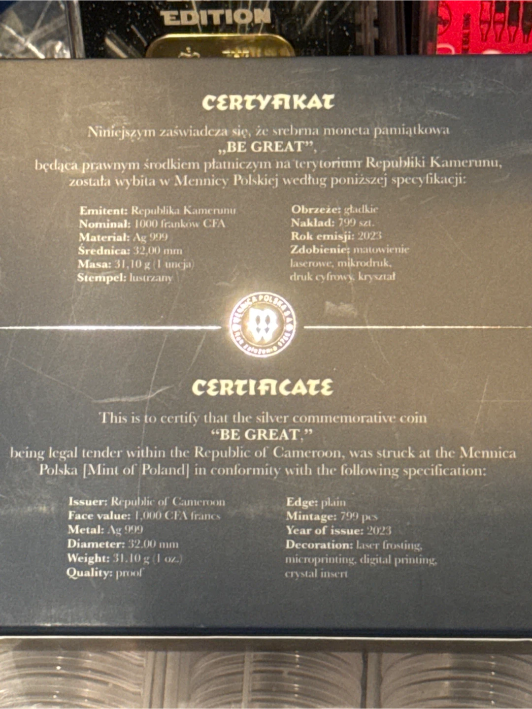 Mennica Polska "Be Great" Silver Coin - photo 2