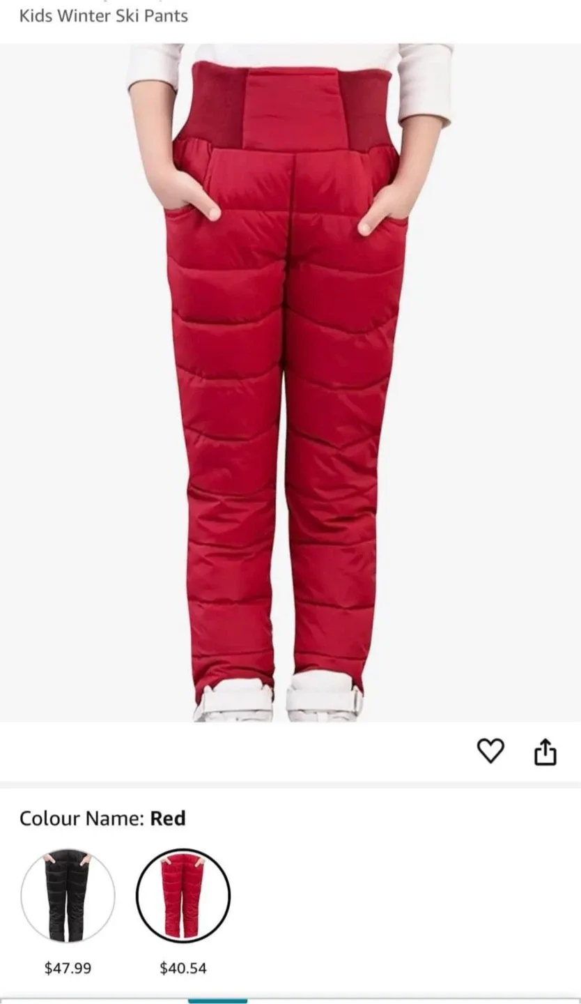 Red Kids Winter Ski Pants, size 4/5 yo thumbnail