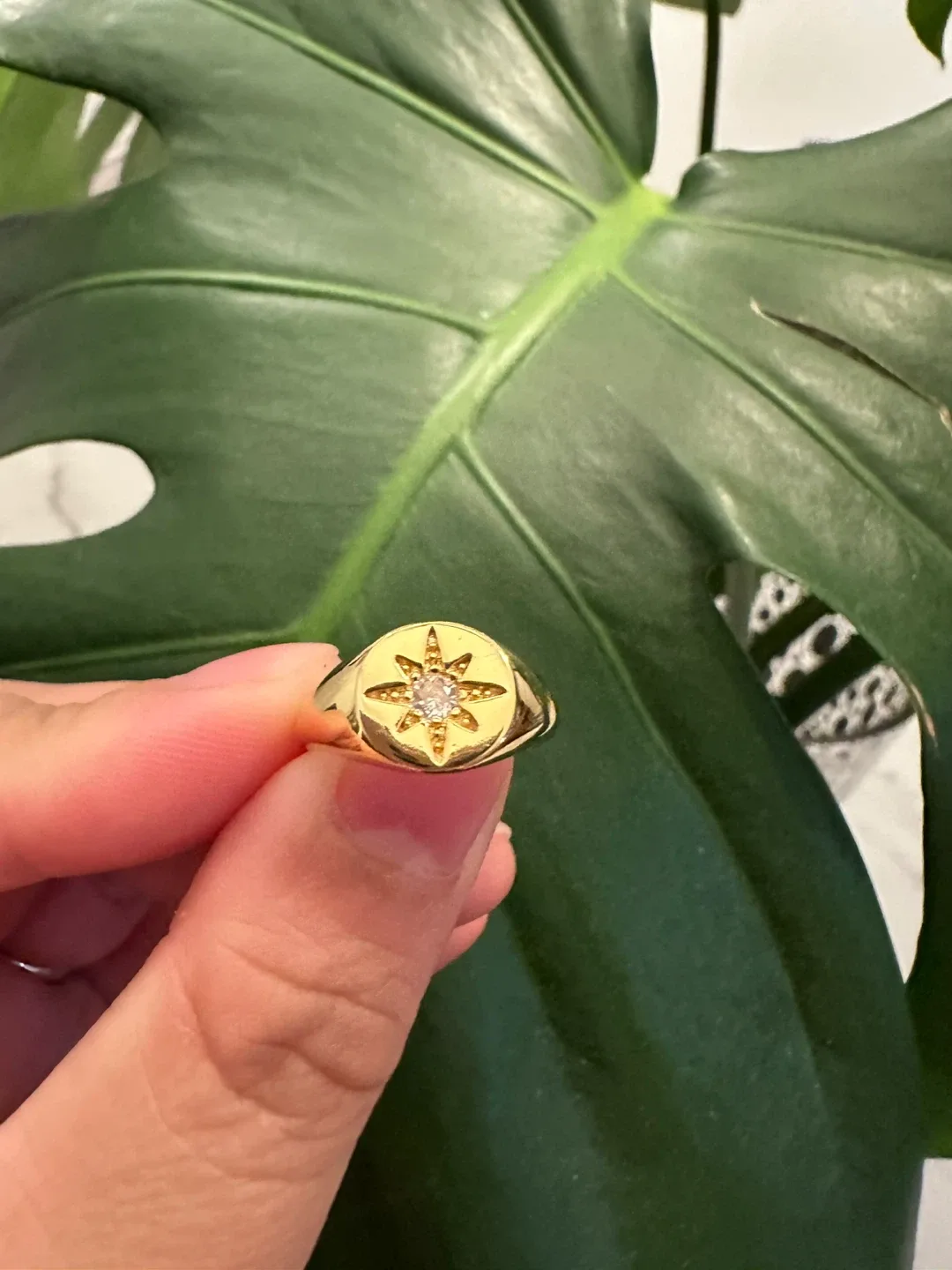 Gold Starburst Signet Ring thumbnail