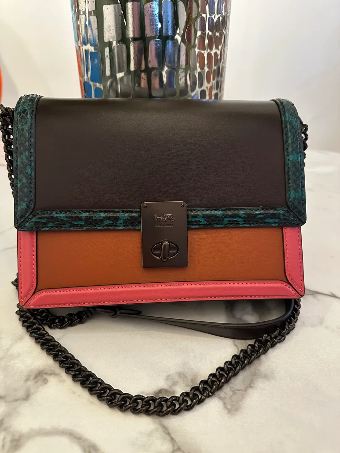 Coach Colorblock Leather Chain Bag thumbnail