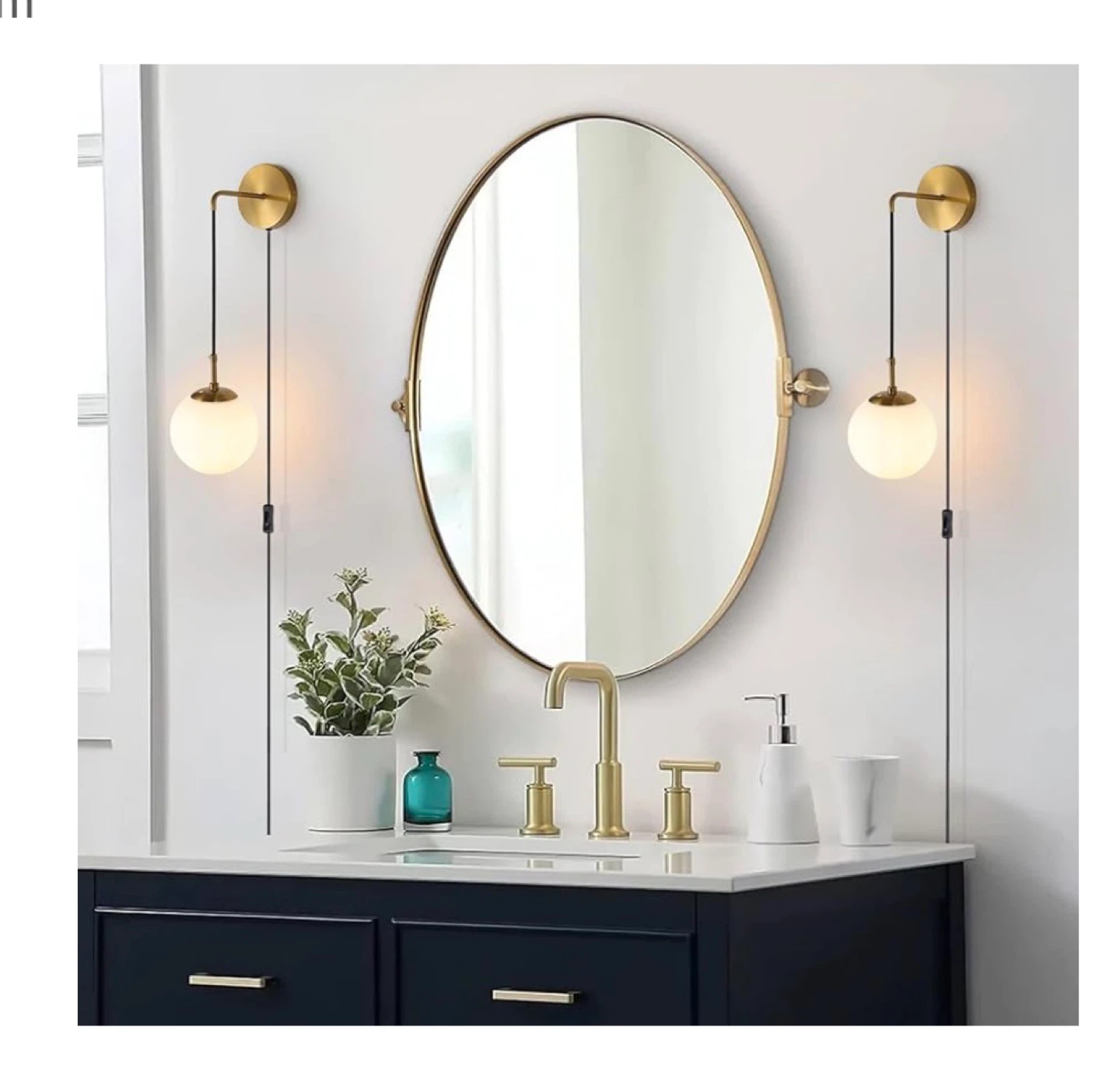 Modern Brass Gold Globe Wall Lamp - Set of 2 - photo 4