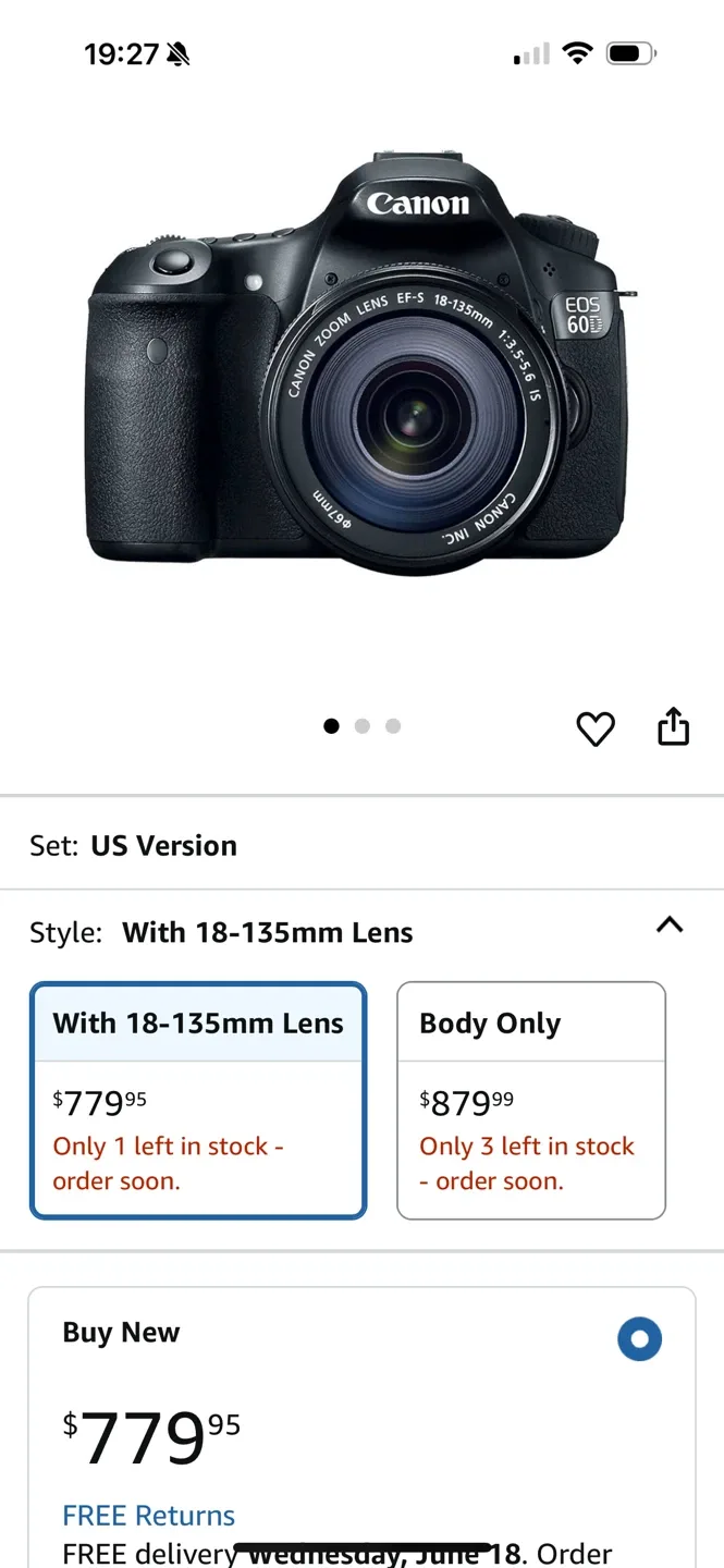 Canon EOS 60D DSLR Camera w/ 18-135mm Lens image indicator(5)