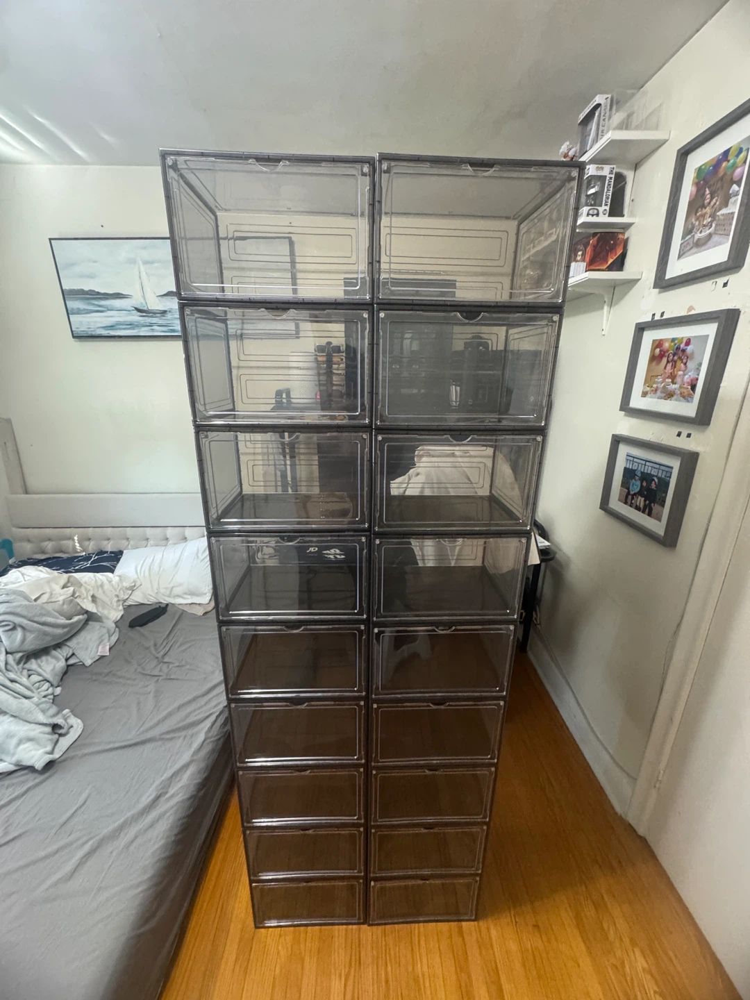 Stackable Shoe Storage Containers - Clear Black