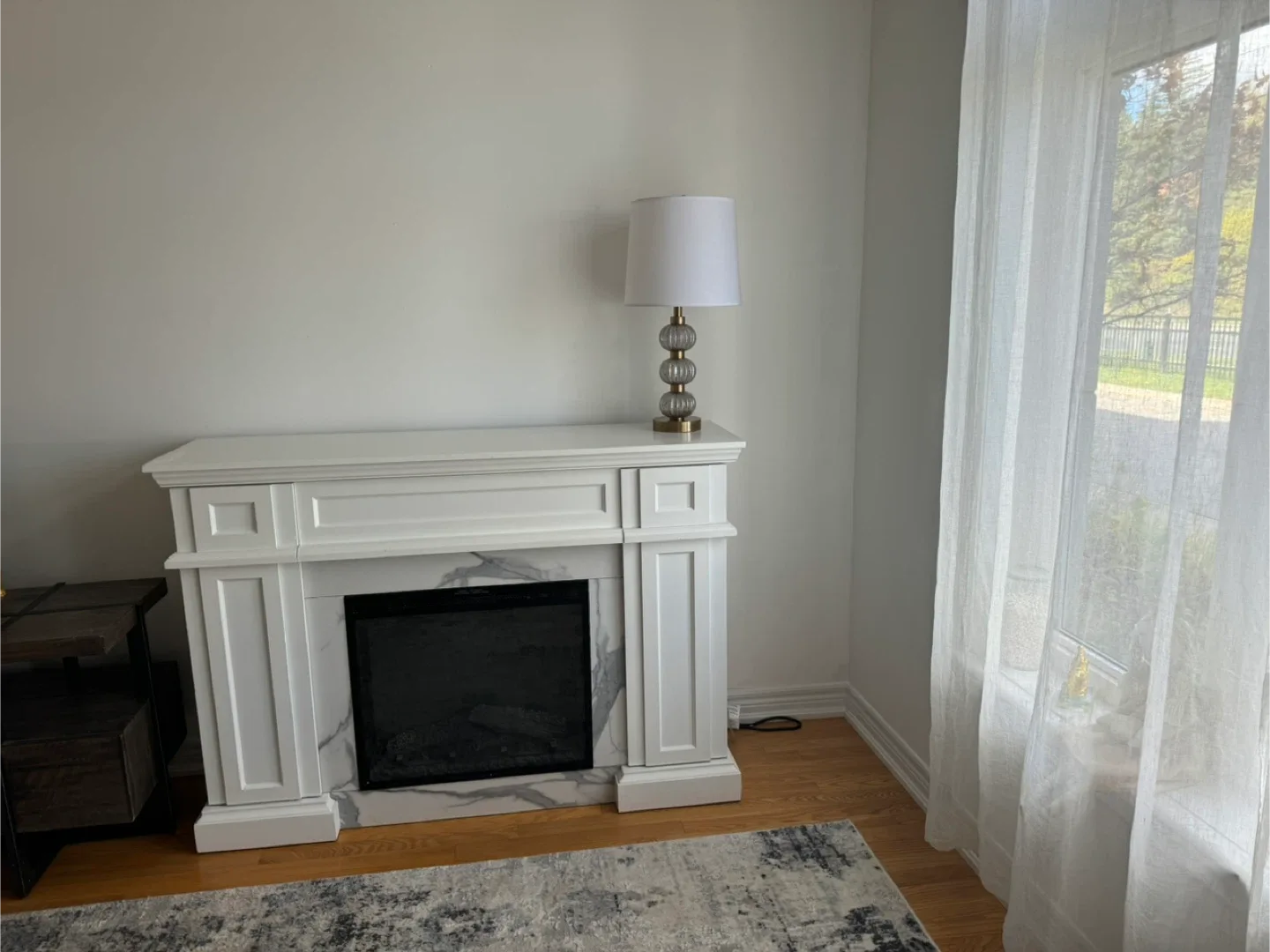 White Fireplace Mantel with Electric Fireplace thumbnail