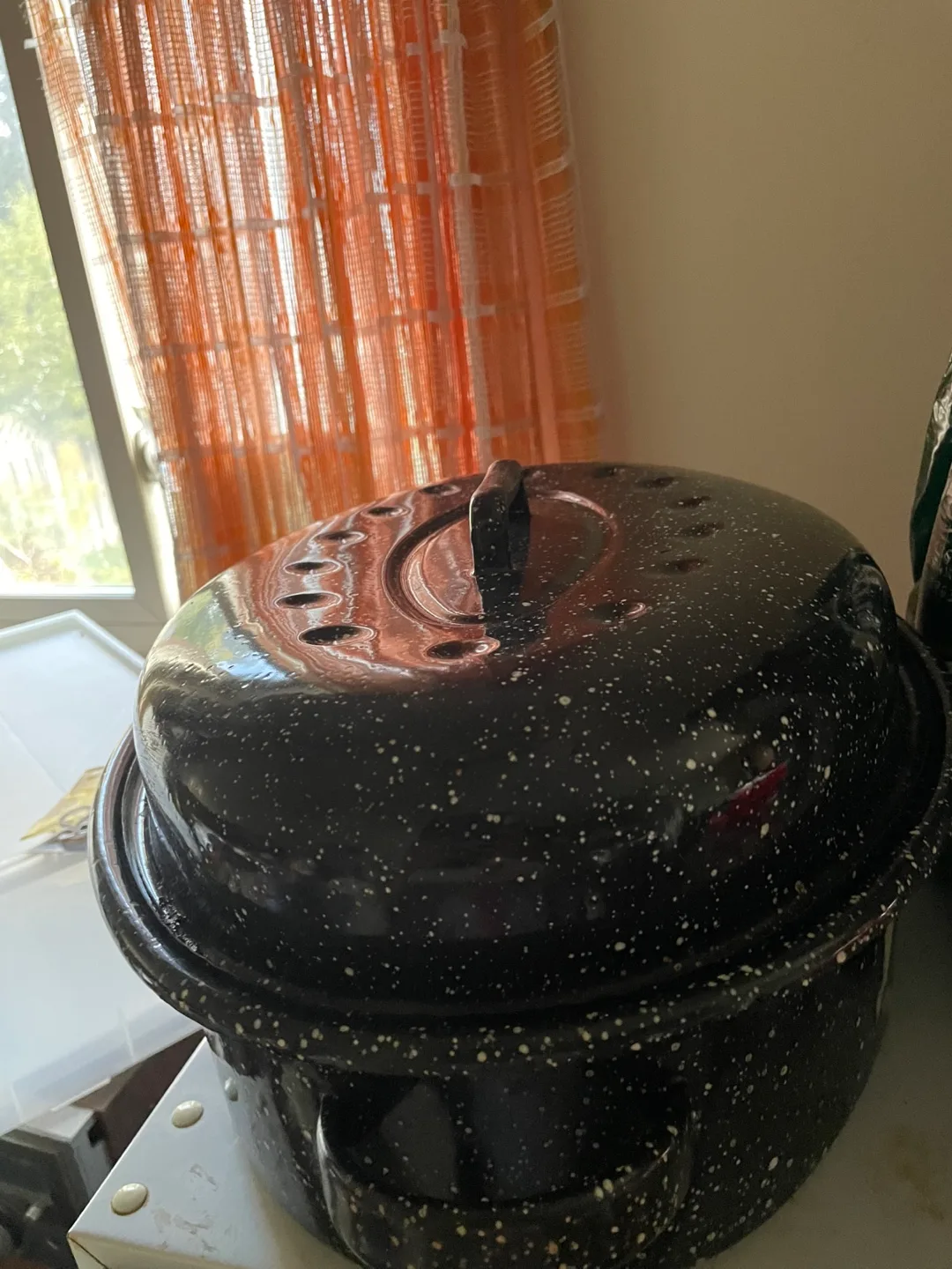 Speckled Black Roasting Pot with Lid thumbnail