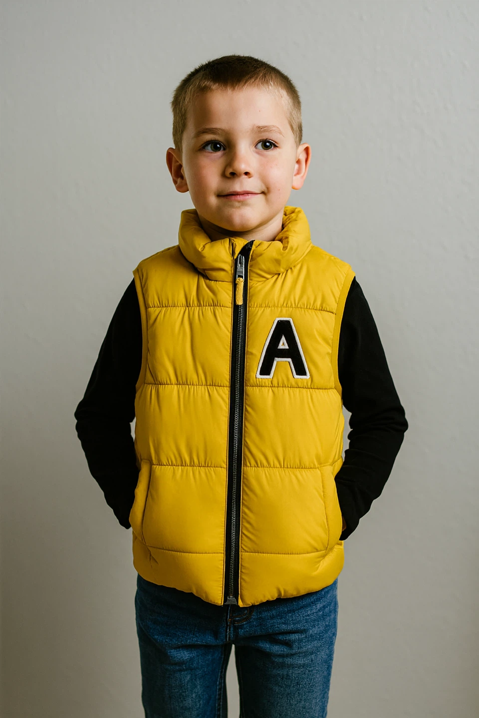 H&M Kids Yellow Puffer Vest, Size 4-6Y