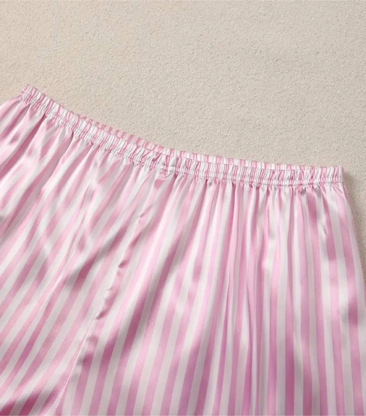 Pink Striped Satin Pajama Set, size L image indicator(8)