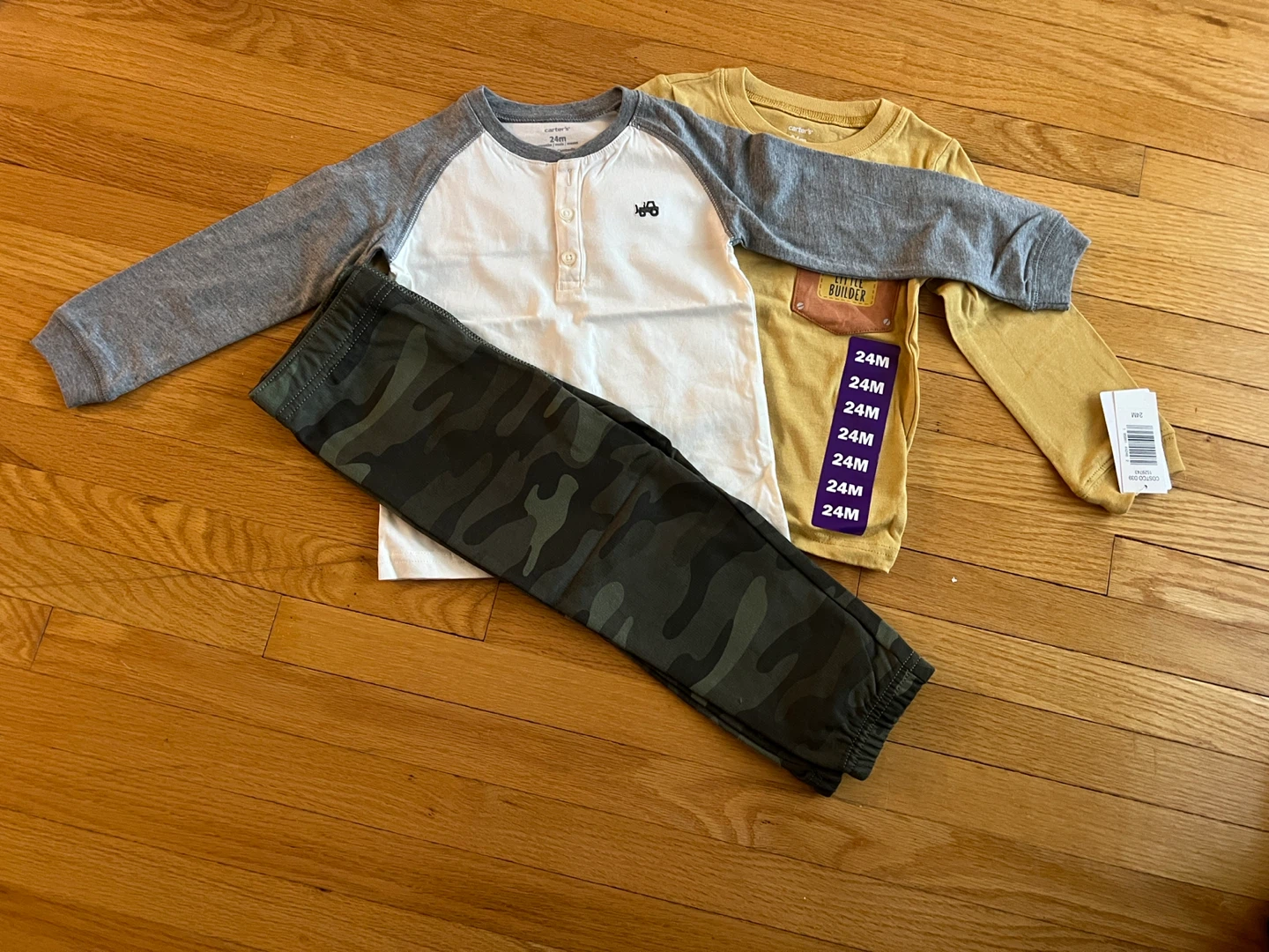 Carter's 24M Camo Pants & 2 Shirts Set