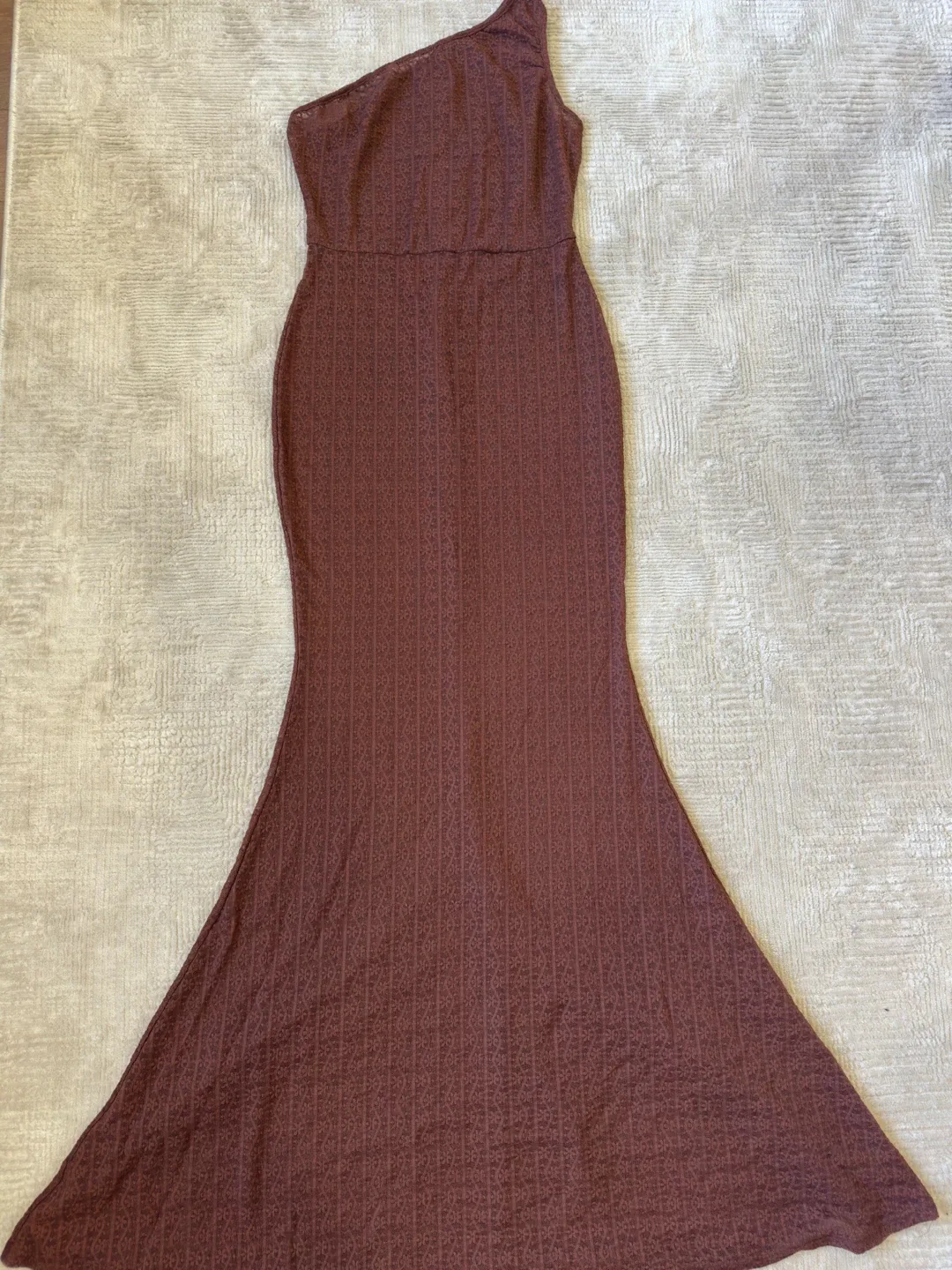 Fashion Nova Brown Lace One Shoulder Dress - Size M thumbnail