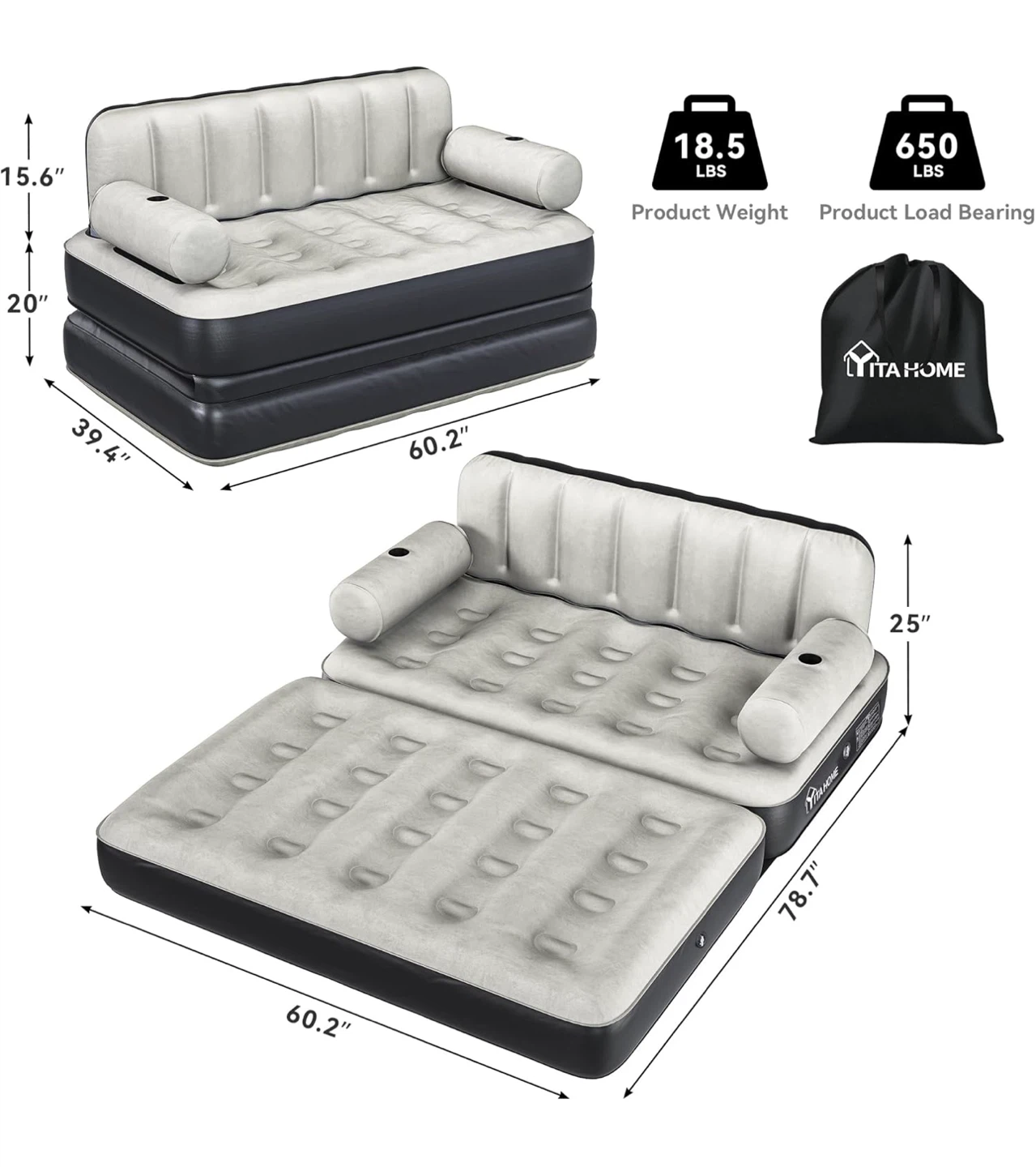 YItaHome Inflatable Sofa Bed - Queen size. New! - photo 2