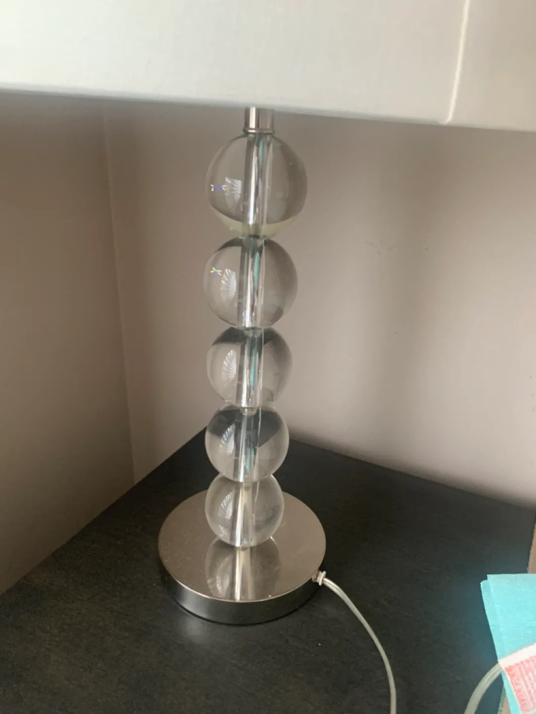 2 Table Lamps with White Shade and Glass Ball Base image indicator(2)