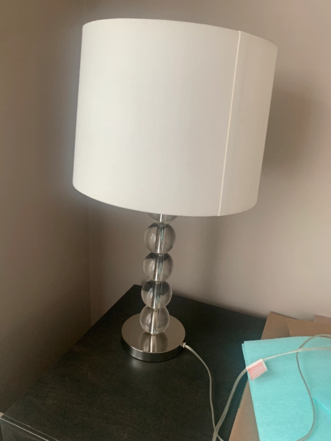 2 Table Lamps with White Shade and Glass Ball Base