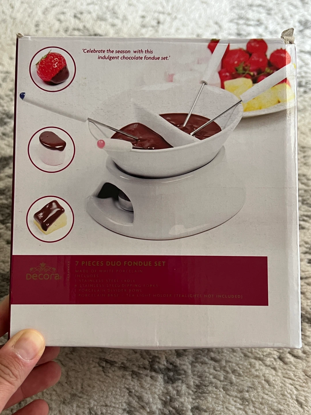 Decora 7-Piece Duo Fondue Set - White Porcelain