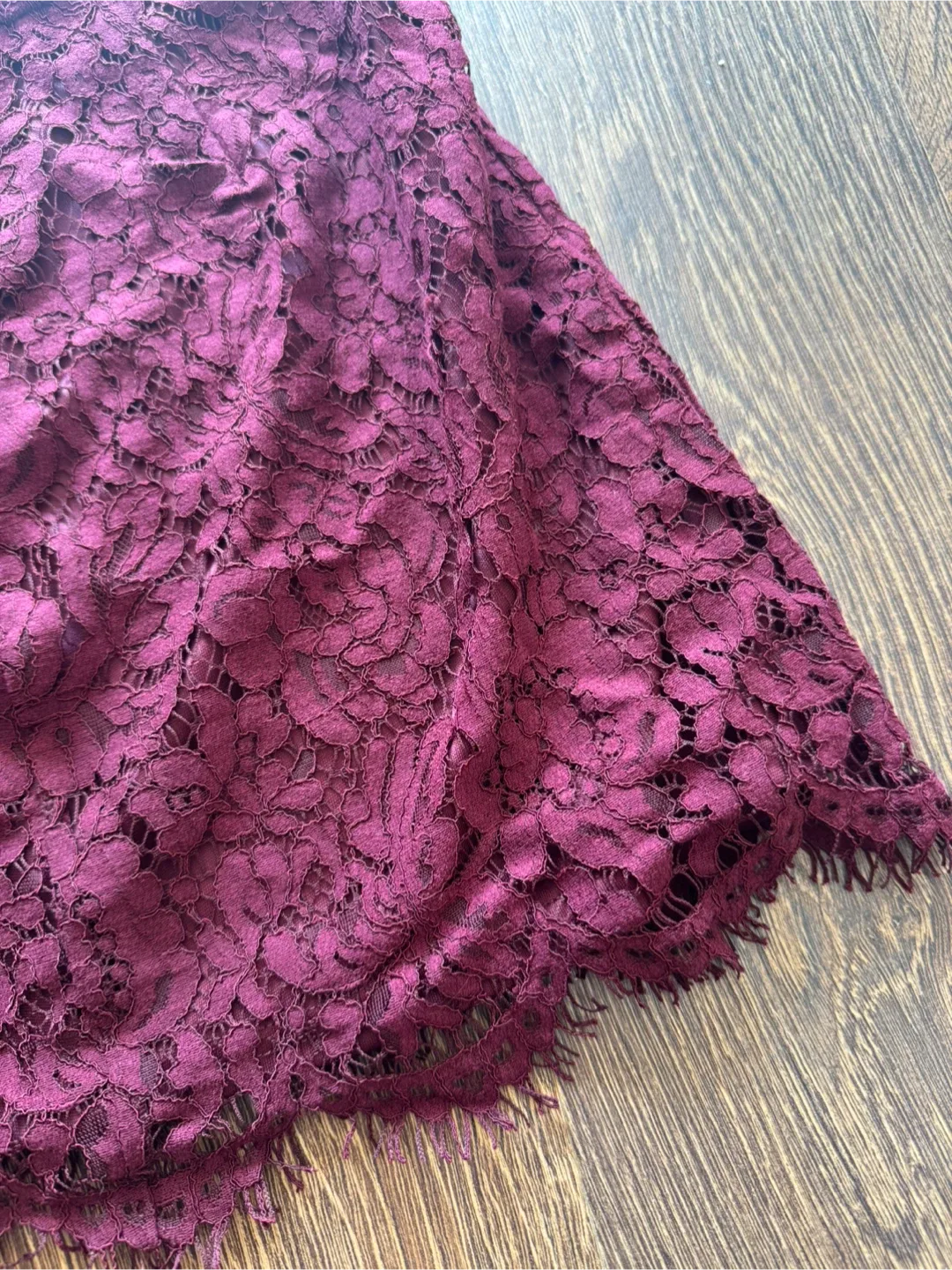 Brand New - Forever 21 burgundy lace mini skirt image indicator(3)