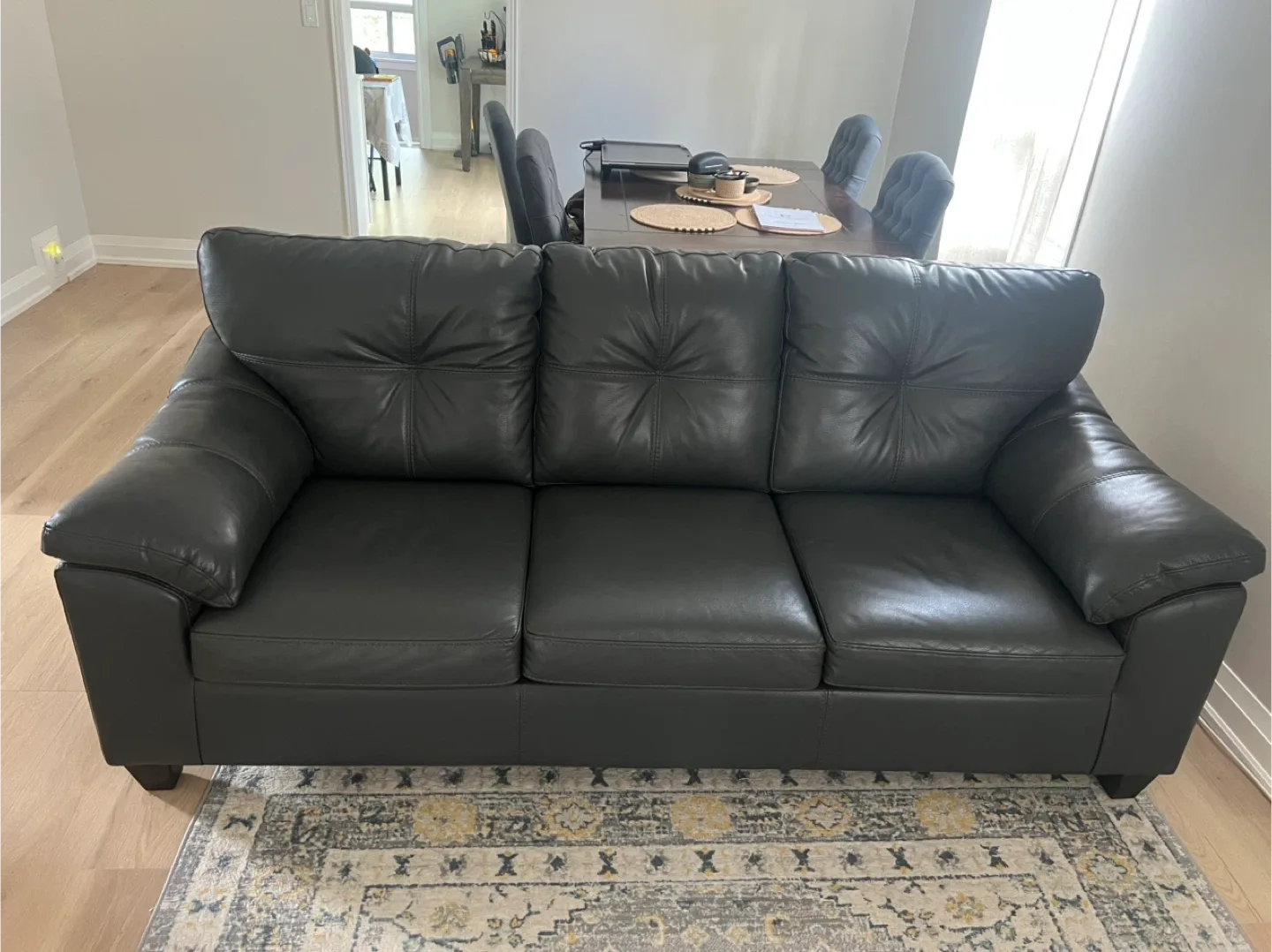 Gray leather 3-seat sofa + diner table image indicator(3)