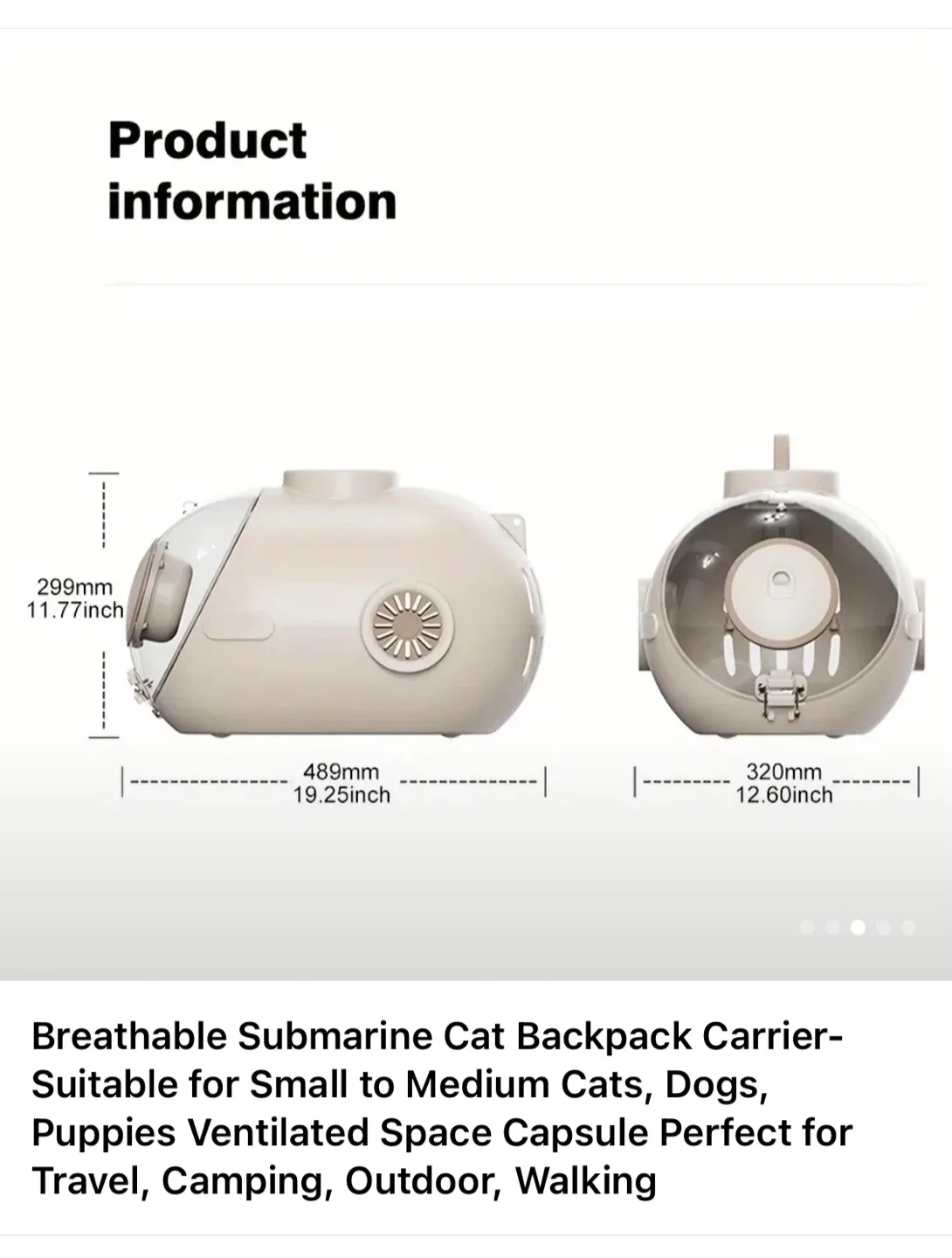 Breathable Submarine Cat Backpack Carrier image indicator(5)