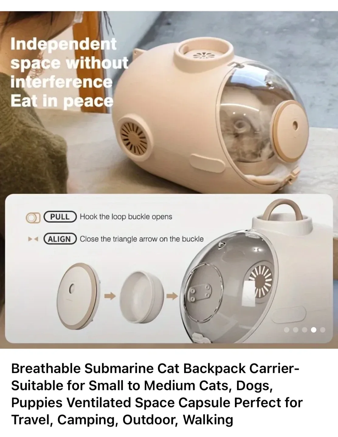 Breathable Submarine Cat Backpack Carrier image indicator(7)