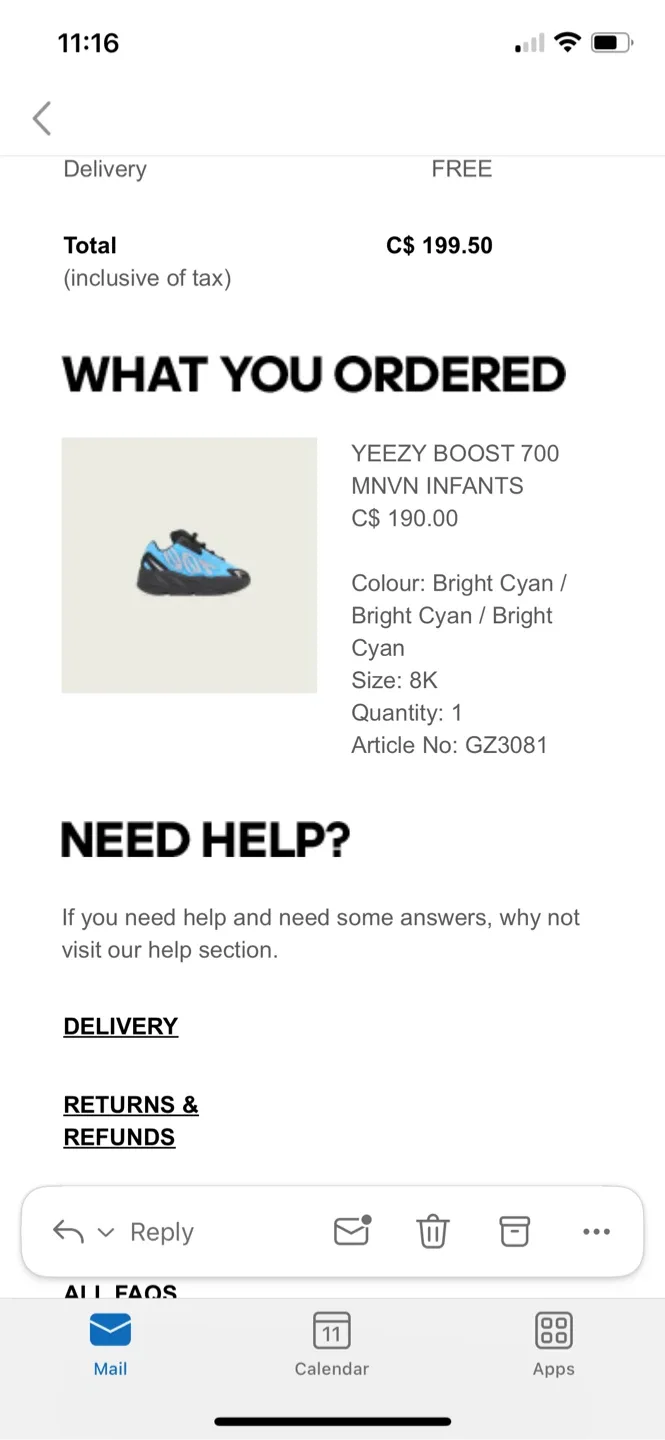Yeezy Boost 700 MNVN Bright Cyan (Infant 8K, Adult 7.5) image indicator(2)