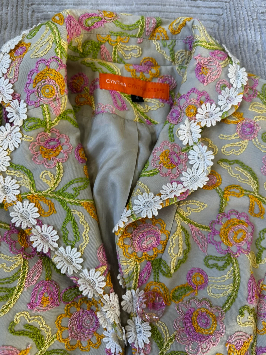 Cynthia Steffe Floral Embroidered Jacket - Size 4 - photo 4